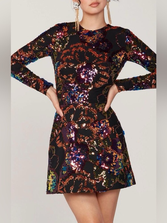 Helsi Dresses & Skirts - HELSI Avery Sequin Open Back Cocktail Minidress in Amber Floral Size XS NWT